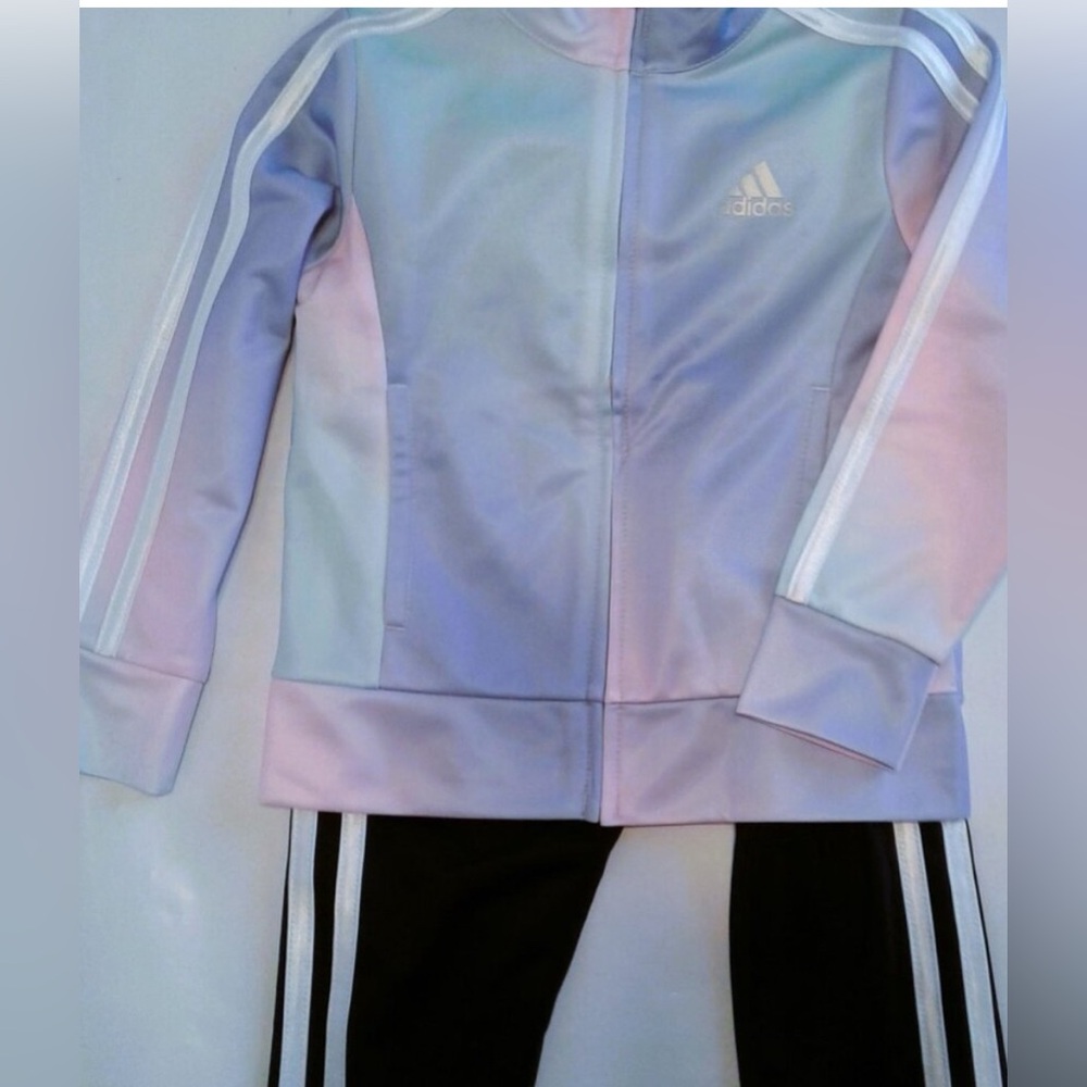 NWT- ADIDAS- Multicolour Track Jacket w/ Signature 3 striped Pants (Kids 3T)